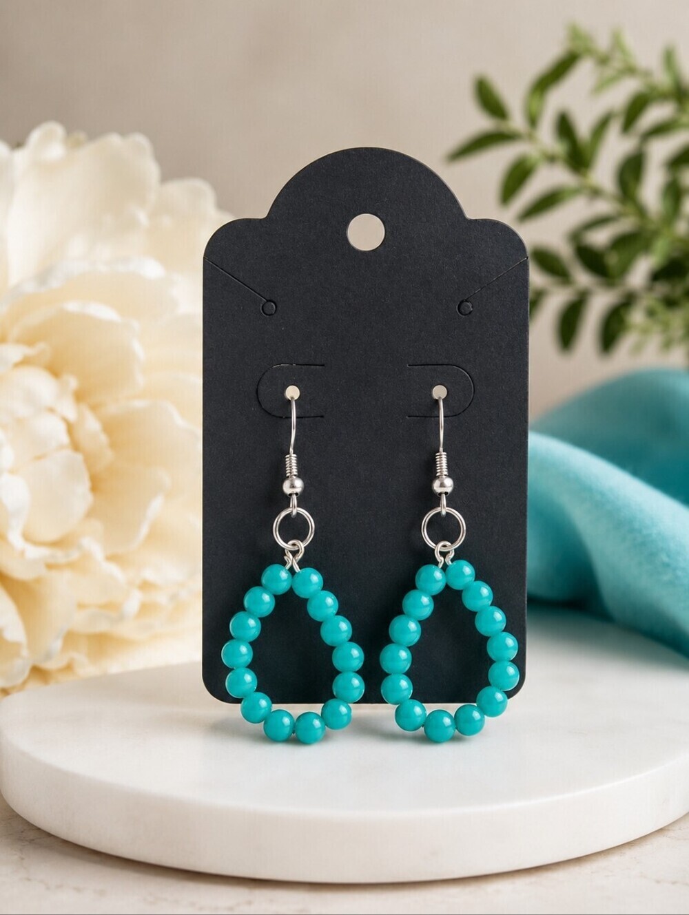 Ocean Glow Turquoise Teardrop Earrings – Handmade Boho Dangle Jewelry